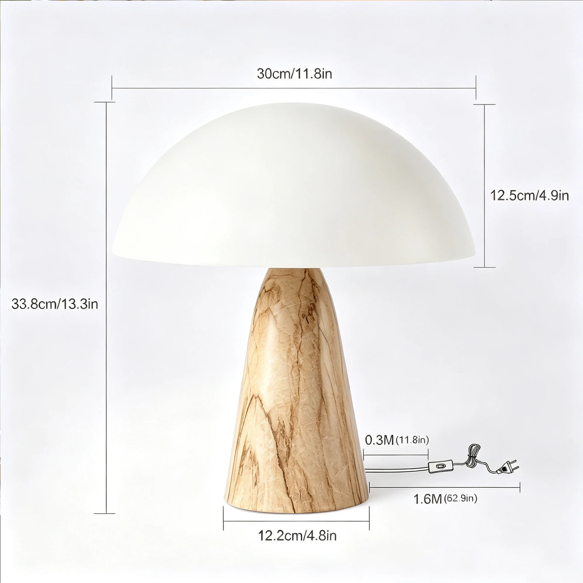 Lampe de chevet champignon — métal, 2 × E14