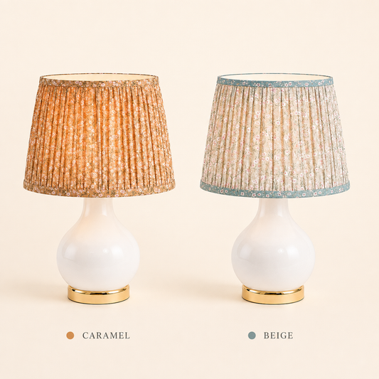 Lampe de chevet en verre — abat-jour tissu floral