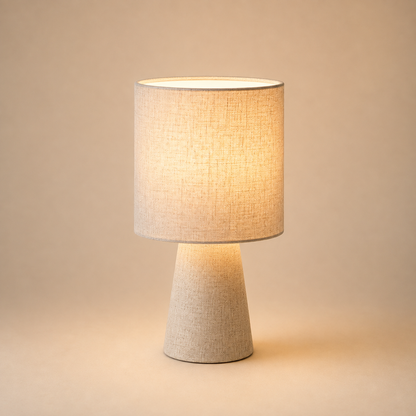 Lampe de chevet en lin naturel — abat-jour cylindrique