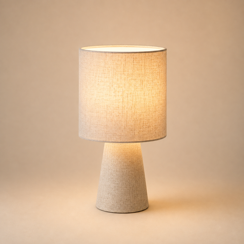 Lampe de chevet en lin naturel — abat-jour cylindrique