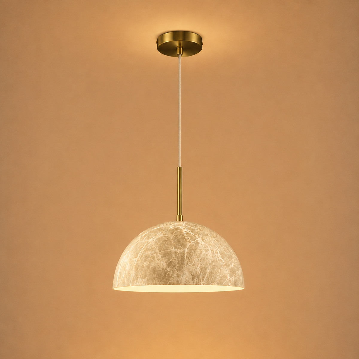 Suspension hémisphérique effet marbre — Ø 30 cm, E27