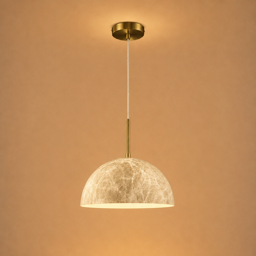 Suspension hémisphérique effet marbre — Ø 30 cm, E27