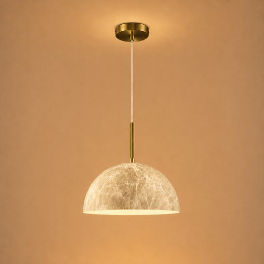 Suspension hémisphérique effet marbre — Ø 30 cm, E27