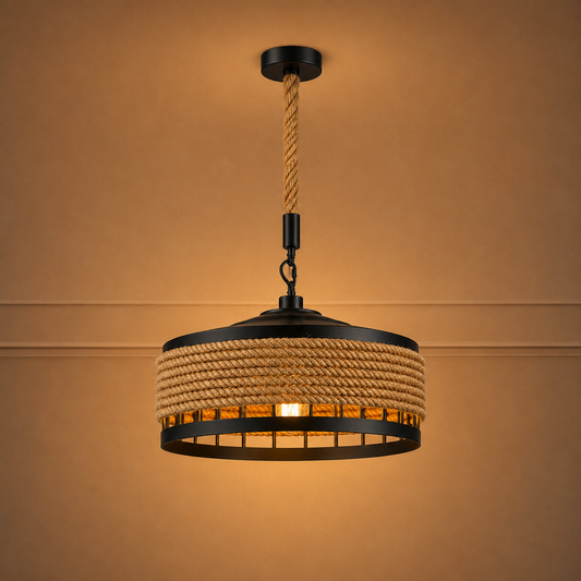 Suspension tressée — style industriel, 30 à 50 cm