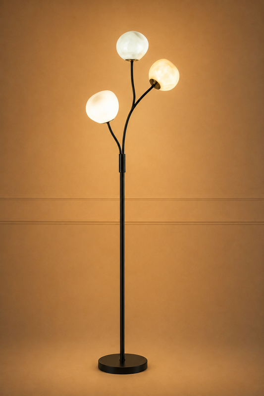 Lampadaire 3 globes en verre coloré — 160 cm