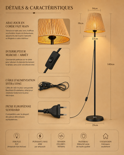 Lampadaire pliable — base lestée, E27