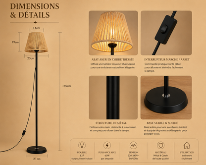 Lampadaire pliable — base lestée, E27