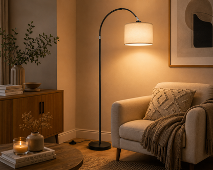 Lampadaire scandinave en lin — tête orientable
