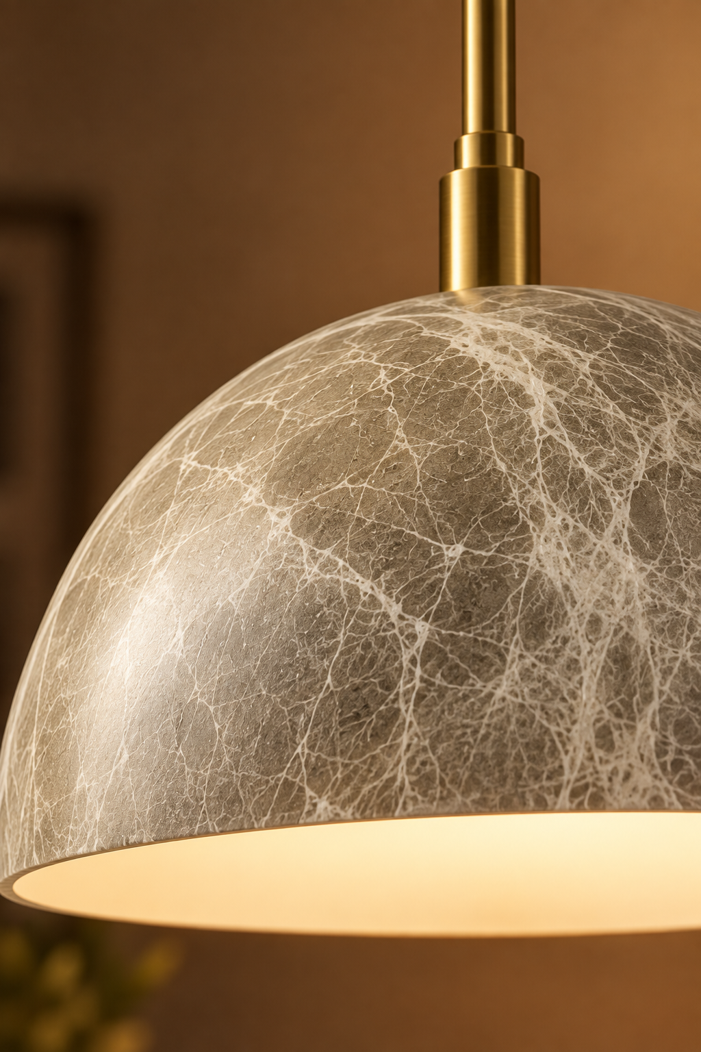 Suspension hémisphérique effet marbre — Ø 30 cm, E27