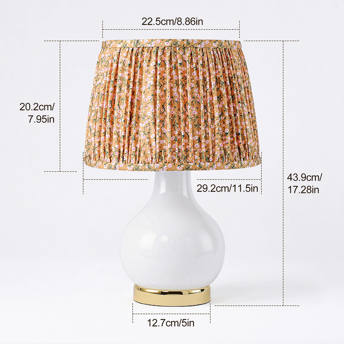 Lampe de chevet en verre — abat-jour tissu floral