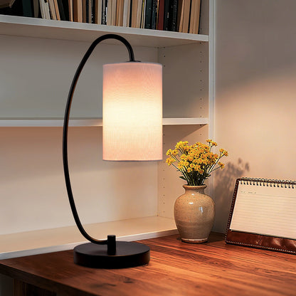 Lampe de chevet arquée — abat-jour cylindrique
