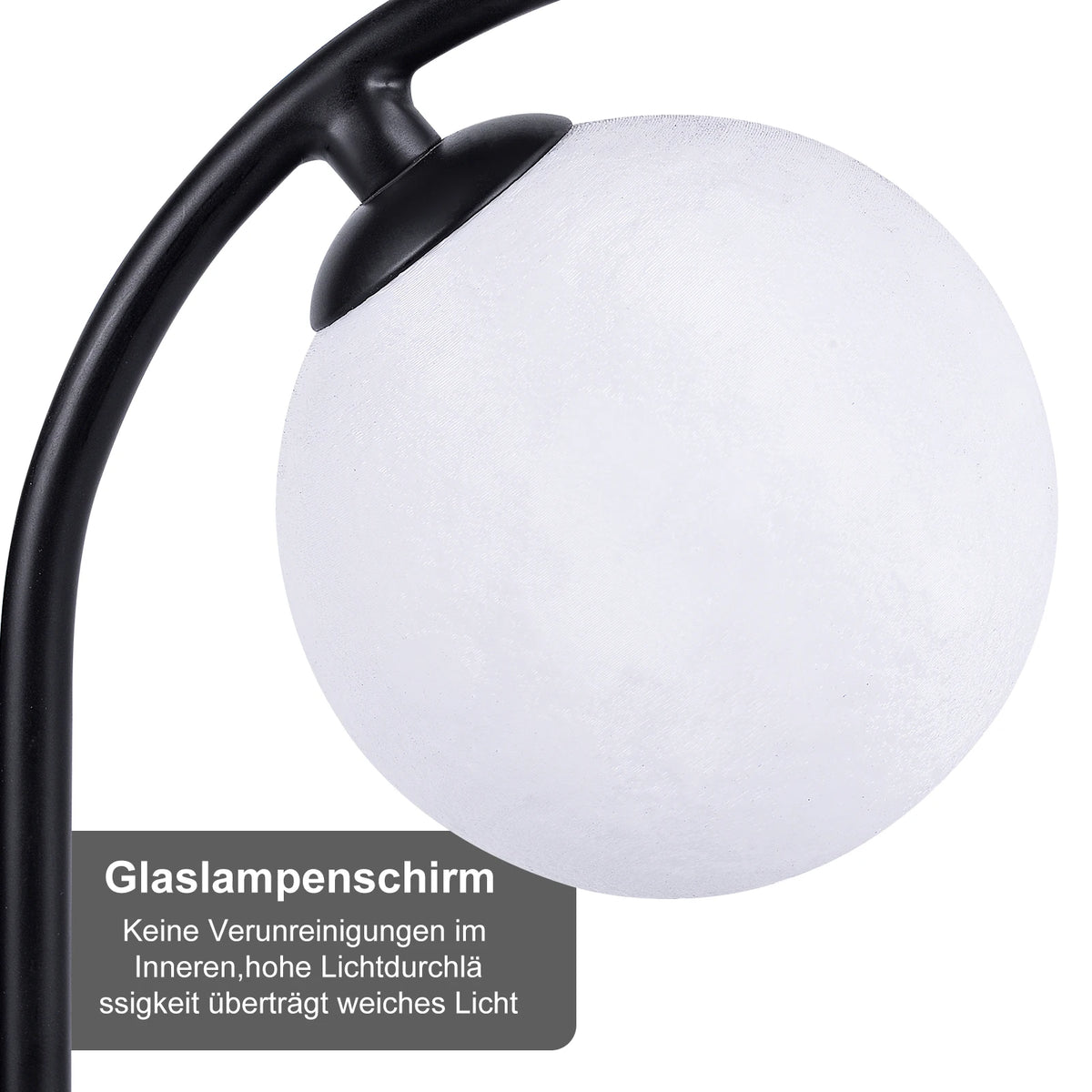 Lampadaire design 2 globes — métal noir, 160 cm