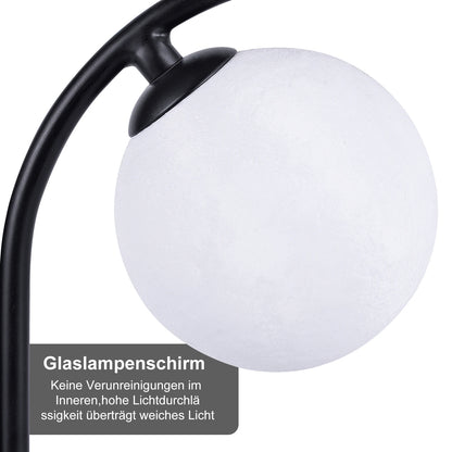 Lampadaire design 2 globes — métal noir, 160 cm