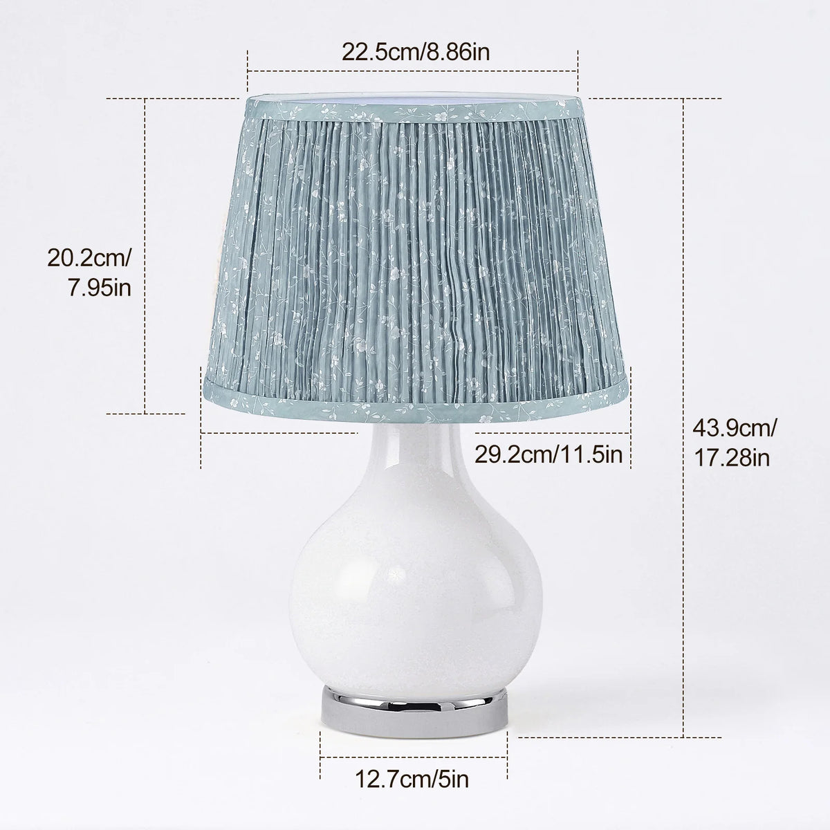 Lampe de chevet en verre — abat-jour tissu floral