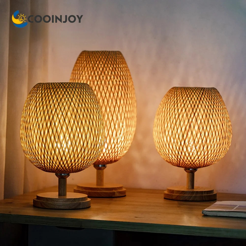 Lampe de chevet en bambou tressé à la main