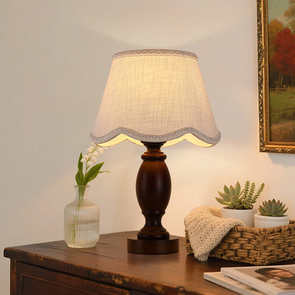 Lampe de chevet en bois naturel et tissu