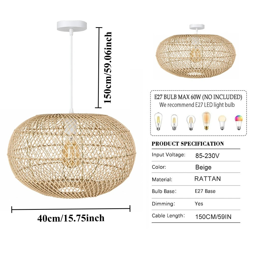 Suspension tressée à la main — Ø 40 cm