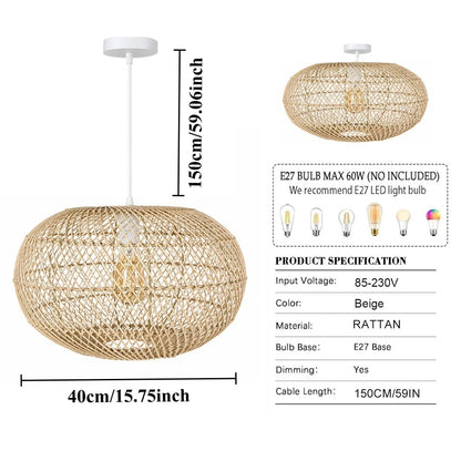 Suspension tressée à la main — Ø 40 cm