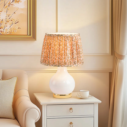 Lampe de chevet en verre — abat-jour tissu floral
