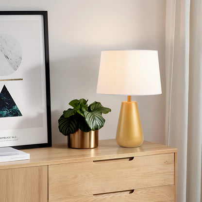 Lampe à poser en métal — abat-jour en lin blanc