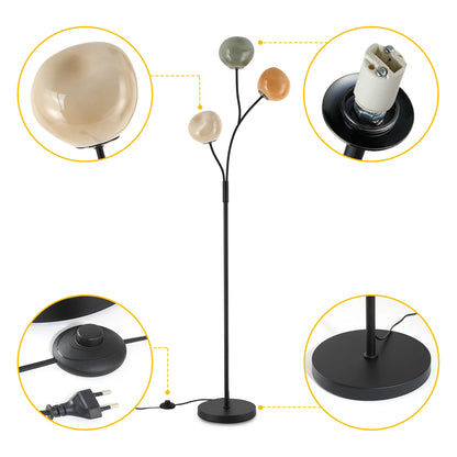 Lampadaire 3 globes en verre coloré — 160 cm