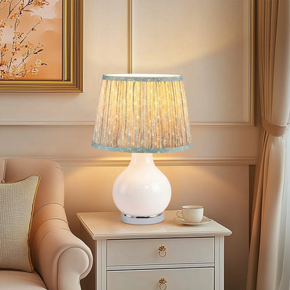 Lampe de chevet en verre — abat-jour tissu floral