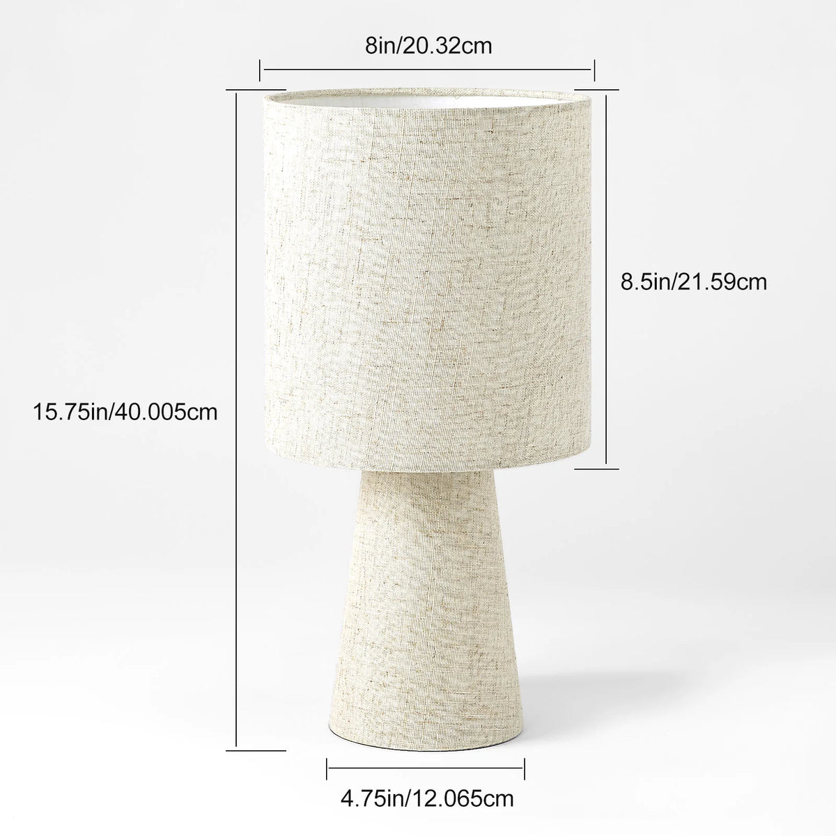 Lampe de chevet en lin naturel — abat-jour cylindrique