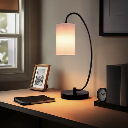 Lampe de chevet arquée — abat-jour cylindrique