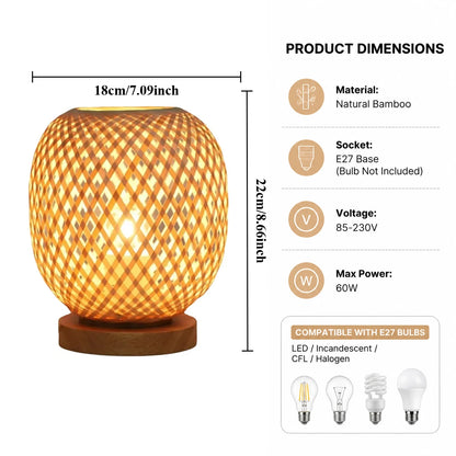 Bambou tressé à la main — pour lampe à poser