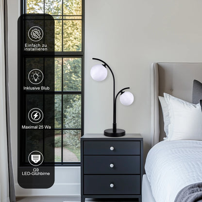 Lampe de chevet Duo — Deux globes en verre