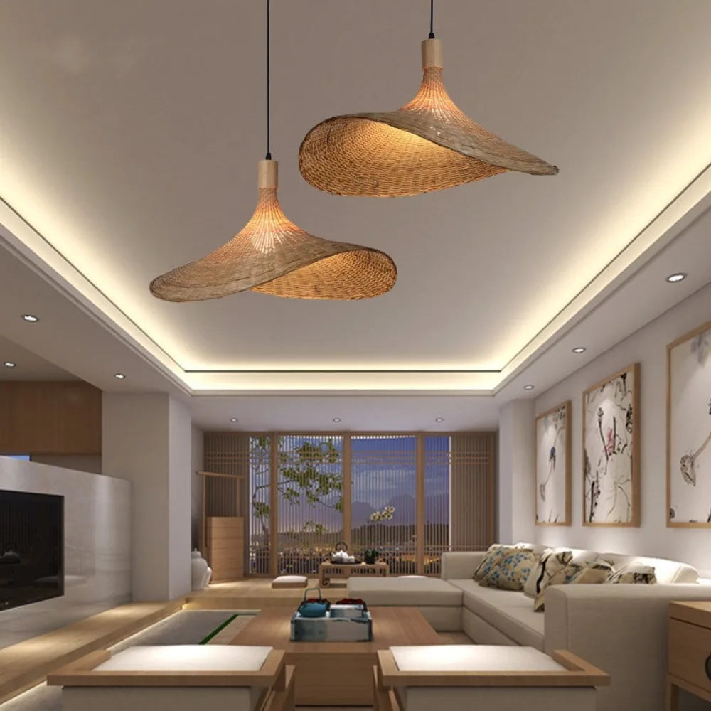 Suspension chapeau en bambou tressé — 30 ou 50 cm