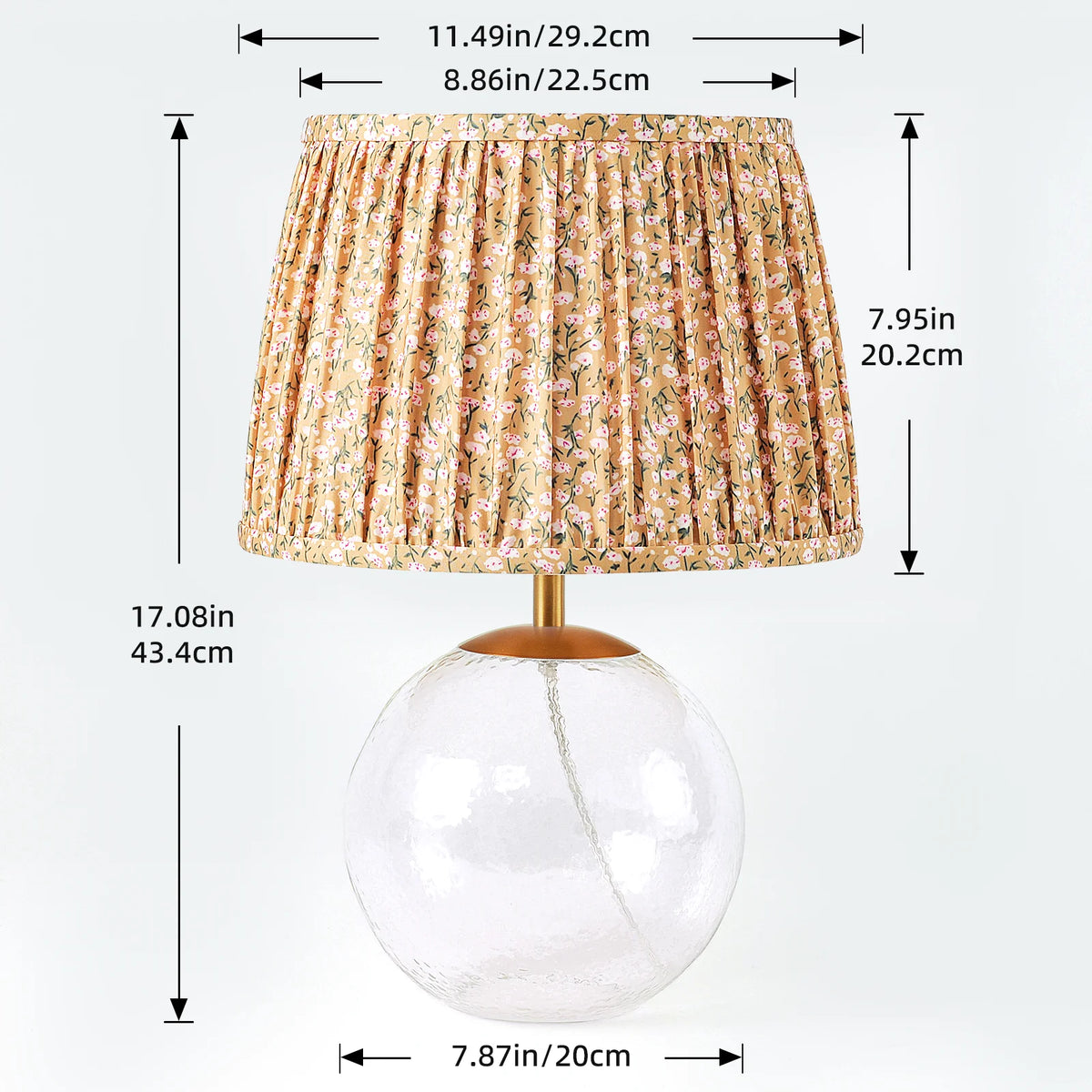 Lampe de chevet en verre martelé — abat-jour floral