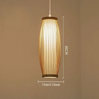 Suspension lanterne en bambou tressé — 13 × 36 cm