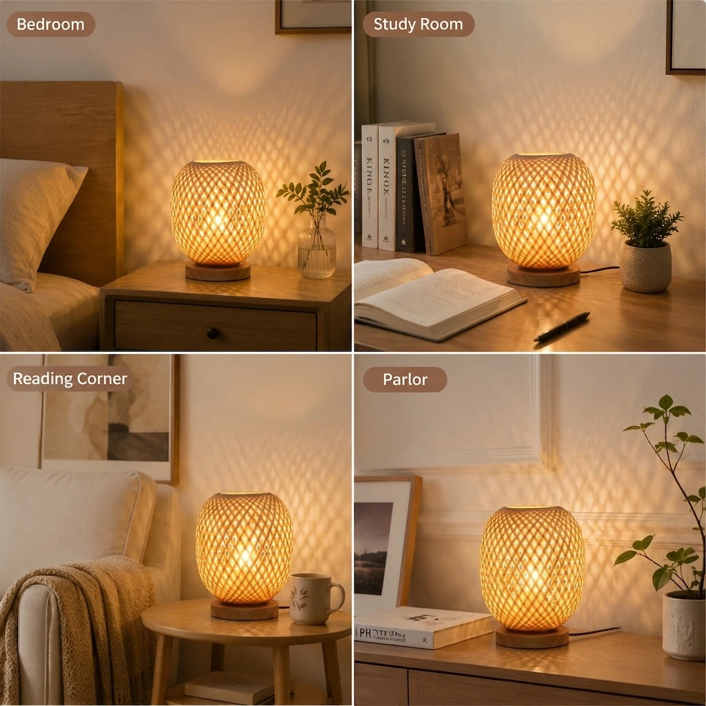 Bambou tressé à la main — pour lampe à poser
