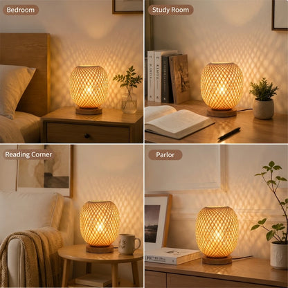 Bambou tressé à la main — pour lampe à poser