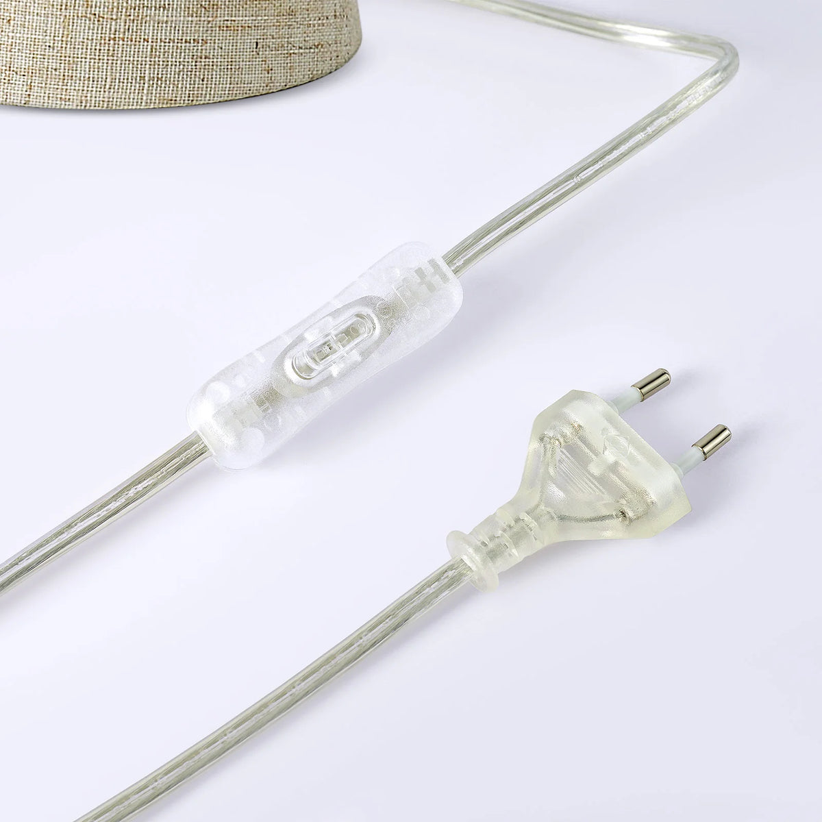 Lampe de chevet en lin naturel — abat-jour cylindrique