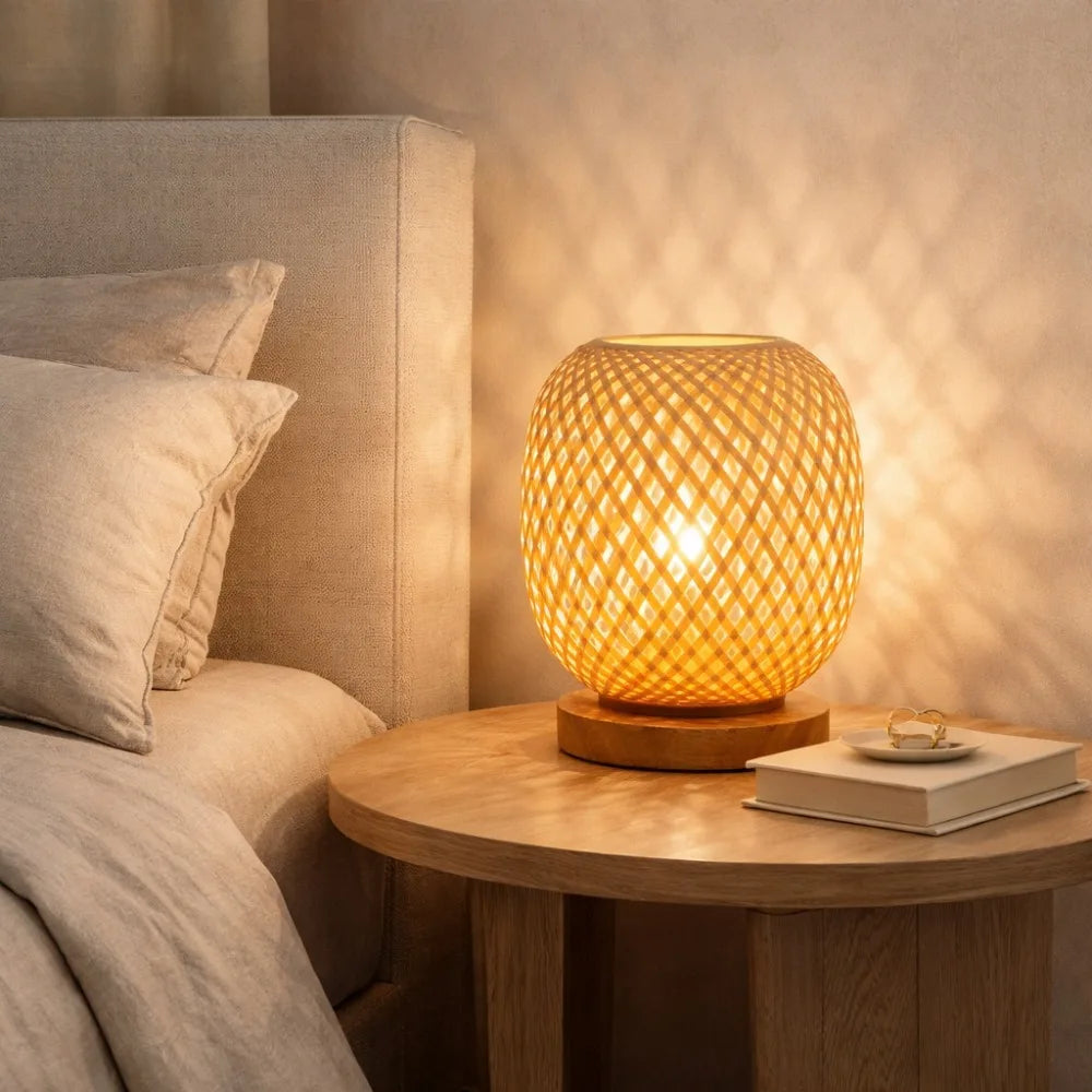 Bambou tressé à la main — pour lampe à poser