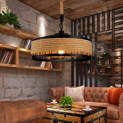 Suspension tressée — style industriel, 30 à 50 cm