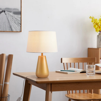 Lampe à poser en métal — abat-jour en lin blanc