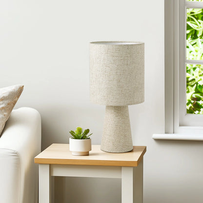 Lampe de chevet en lin naturel — abat-jour cylindrique
