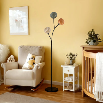 Lampadaire 3 globes en verre coloré — 160 cm