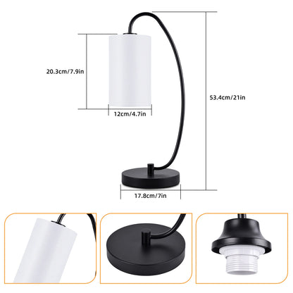 Lampe de chevet arquée — abat-jour cylindrique