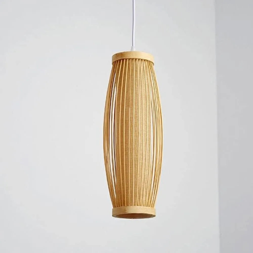 Suspension lanterne en bambou tressé — 13 × 36 cm