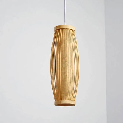 Suspension lanterne en bambou tressé — 13 × 36 cm