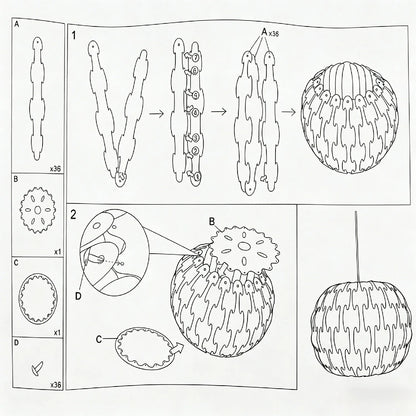 Abat-jour puzzle à assembler — Ø 40 cm, blanc