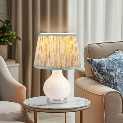 Lampe de chevet en verre avec abat-jour en tissu floral