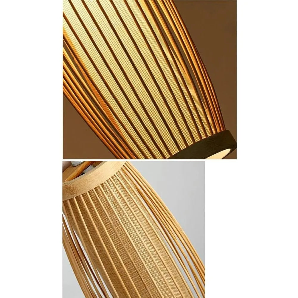 Suspension lanterne en bambou tressé — 13 × 36 cm