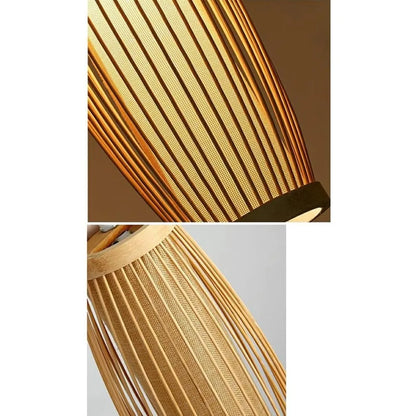 Suspension lanterne en bambou tressé — 13 × 36 cm