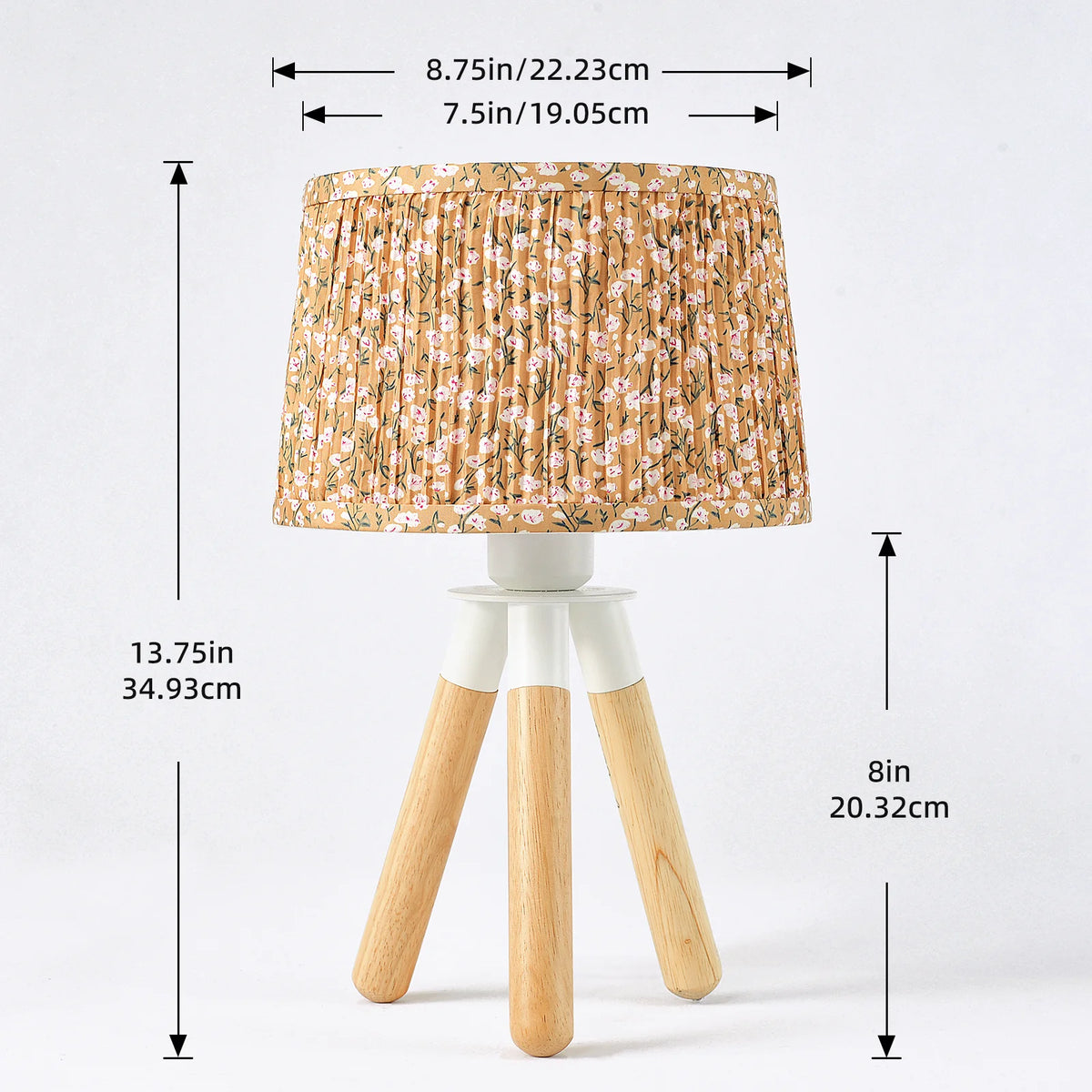 Lampe de chevet trépied en bois — abat-jour en lin