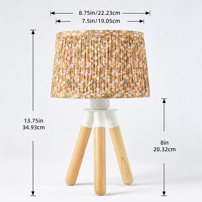 Lampe de chevet trépied en bois — abat-jour en lin